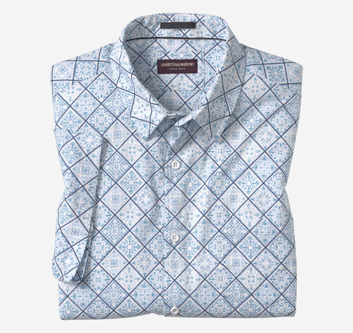 Print Camp Shirt - Blue/White Mosaic