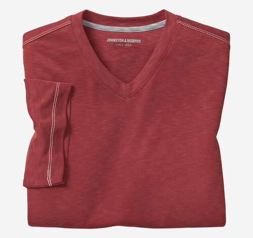 Vintage Slub V-Neck Tee - Red