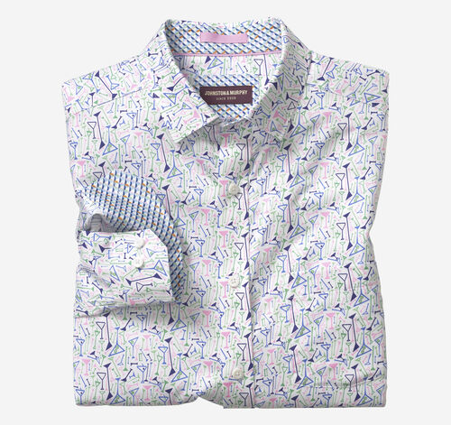 Printed Cotton Shirt - White Martini