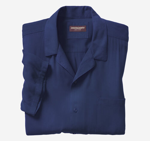 Short-Sleeve Camp Shirt - Navy Solid