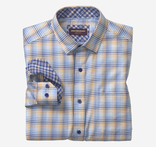 Long-Sleeve Dress Shirt - Blue/Orange Shadow Check