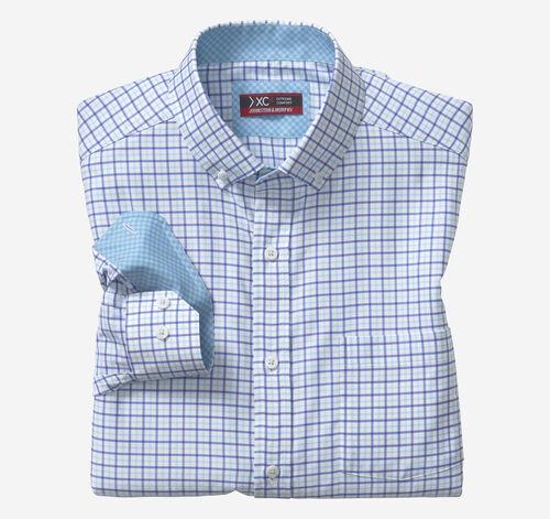 XC4® Long-Sleeve Stretch-Woven Shirt - Blue Tattersall Check