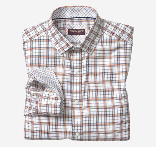 Long-Sleeve Dress Shirt - Rust/Navy Double Windowpane