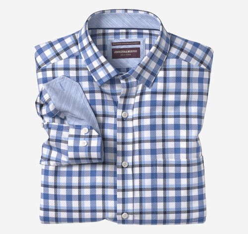 Long-Sleeve Dress Shirt - Blue Twill Check