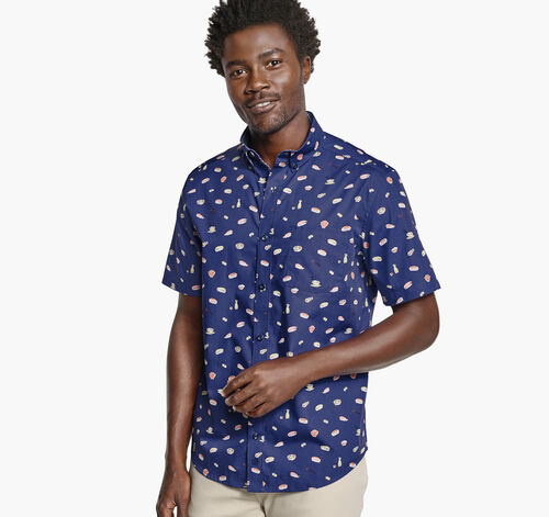 Printed Cotton Short-Sleeve Shirt - Navy Sushi