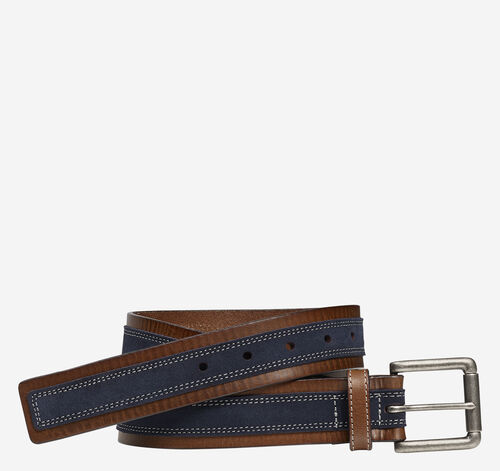 Suede Overlay Belt - Brown/Navy