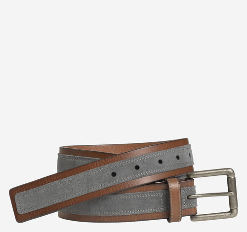 Suede Overlay Belt - Brown/Gray