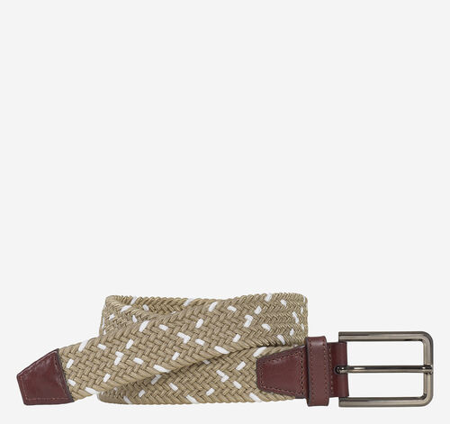 Woven Stretch-Knit Belt - Khaki/White