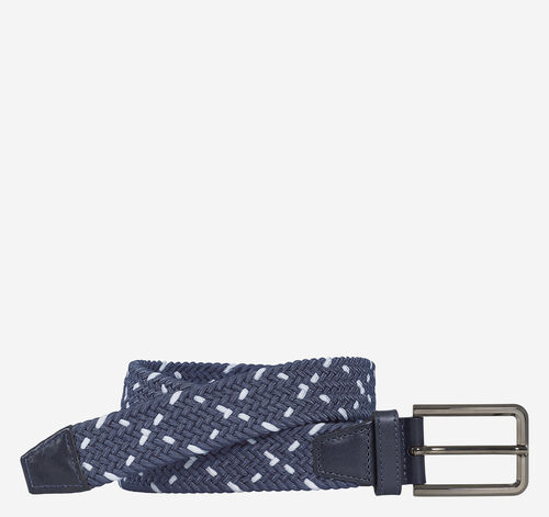 Woven Stretch-Knit Belt - Navy/White