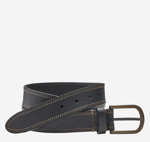 Double Contrast Stitched Belt - Black