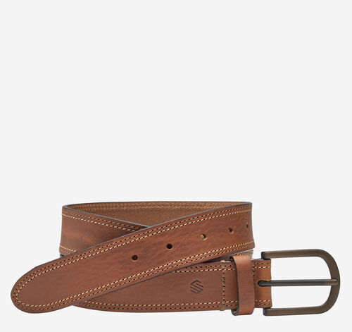 Double Contrast Stitched Belt - Tan