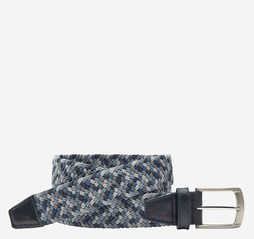 Woven Stretch-Knit Belt - Navy/Blue