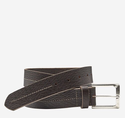 Basketweave Embossed Belt - Brown