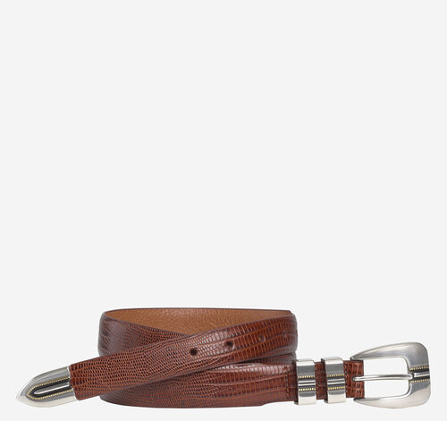 Lizard-Grain Ranger Belt - Cognac