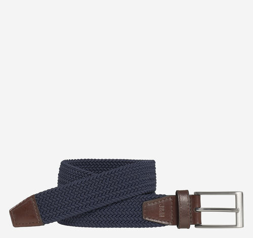 Boys Woven Stretch-Knit Belt - Navy