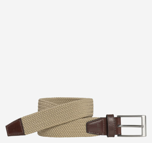 Boys Woven Stretch-Knit Belt - Tan