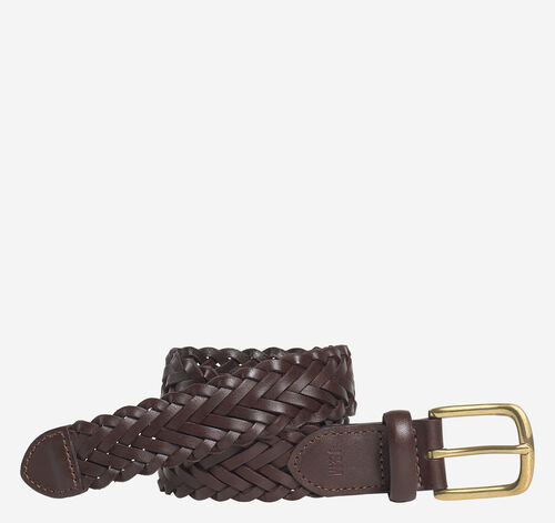 Boys Leather Woven Belt - Brown