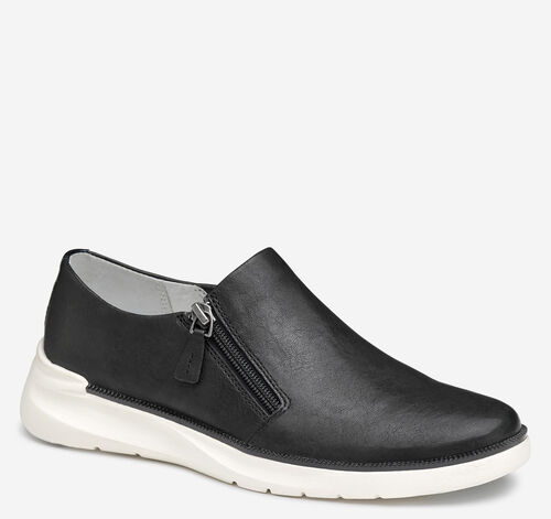 Emery Zip Sneaker - Black Washed Sheepskin