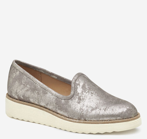 Mitzi Venetian - Pewter Metallic Kid Suede