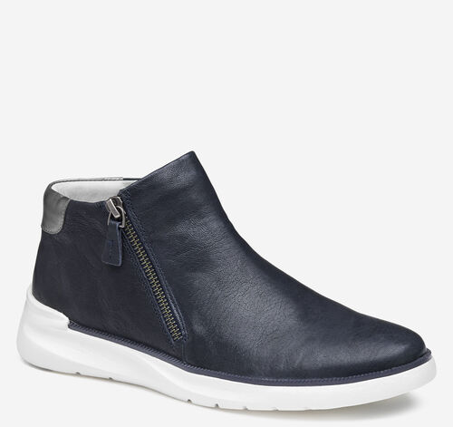 Emery Zip Bootie - Navy Washed Italian Sheepskin