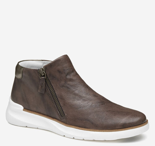 Emery Zip Bootie - Dark Taupe Washed Italian Sheepskin