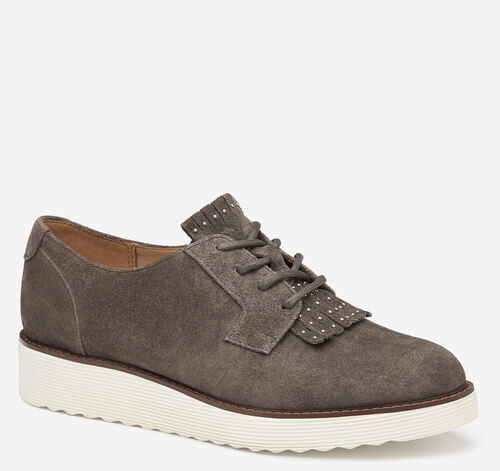 Mitzi Kiltie Oxford - Dark Gray Suede