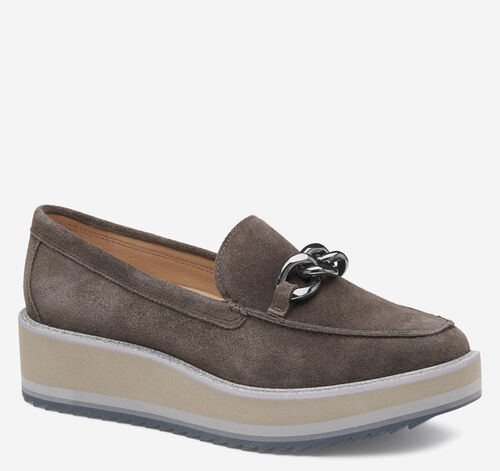 Gracelyn Chain Loafer - Dark Gray Suede