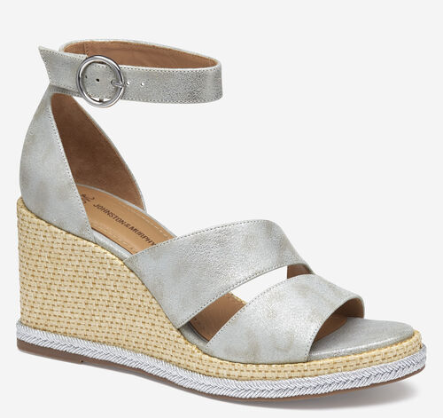 Marcia Asymmetrical Sandal - Silver Metallic Kid Suede