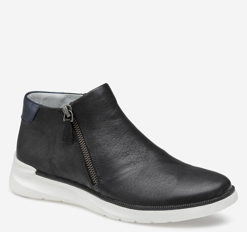 Emery Zip Bootie - Black Italian Washed Sheepskin