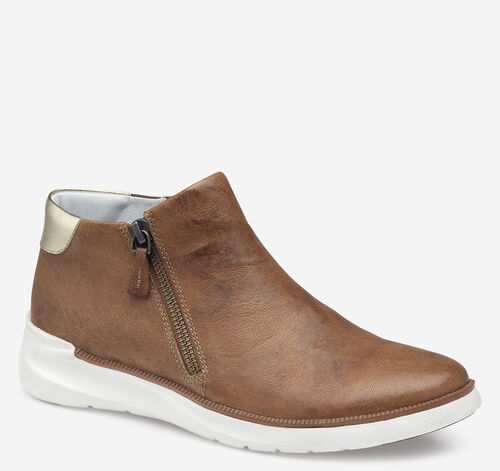 Emery Zip Bootie - Cognac Italian Washed Sheepskin