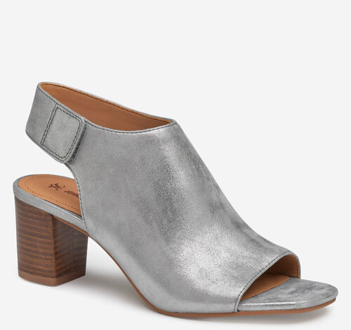 Evelyn Open-Toe Bootie - Pewter Metallic Kid Suede